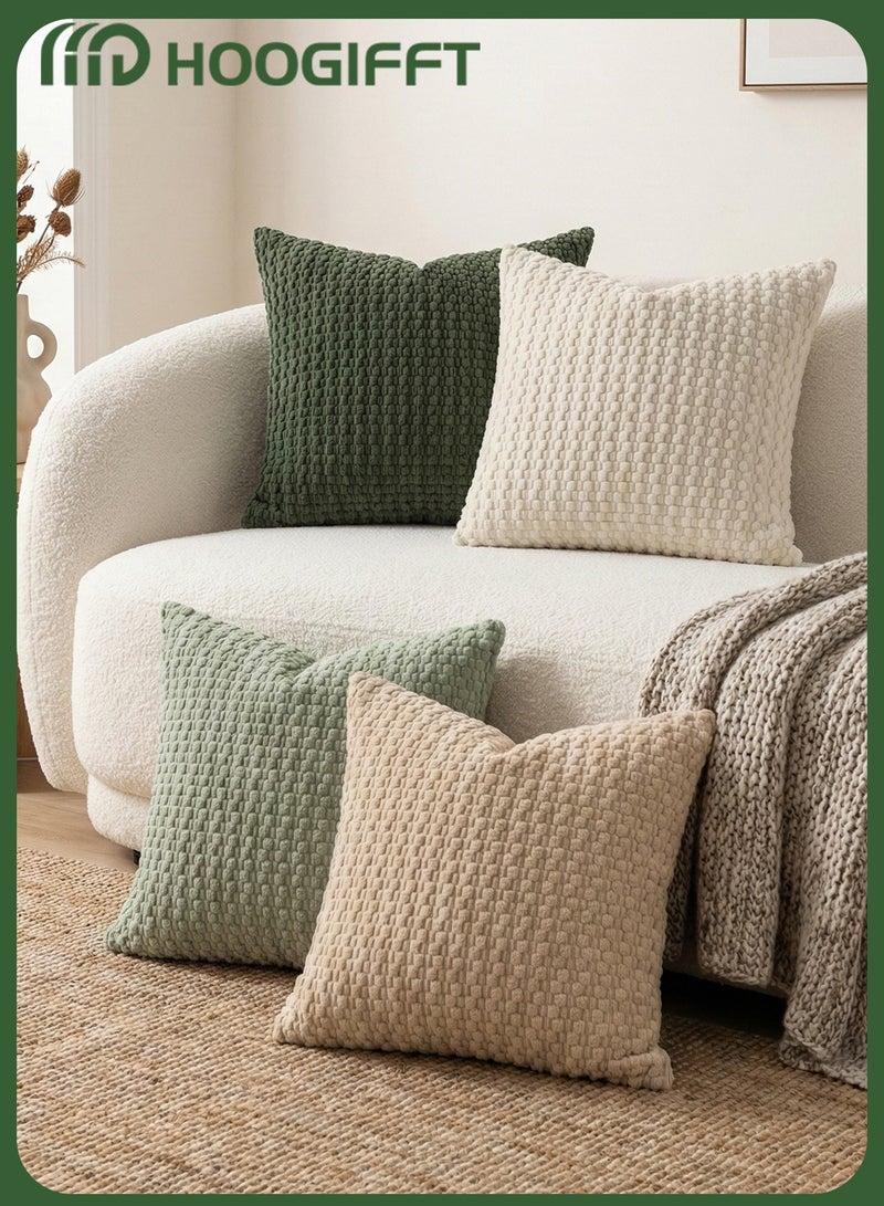 هوغيفت طقم أغطية وسائد 4 قطع مقاس 45×45 سم مخمل هولندي مع سحاب مخفي – أغطية مخدات مربعة ديكور للكنب وغرفة المعيشة والمجلس وغرفة النوم - Image 2